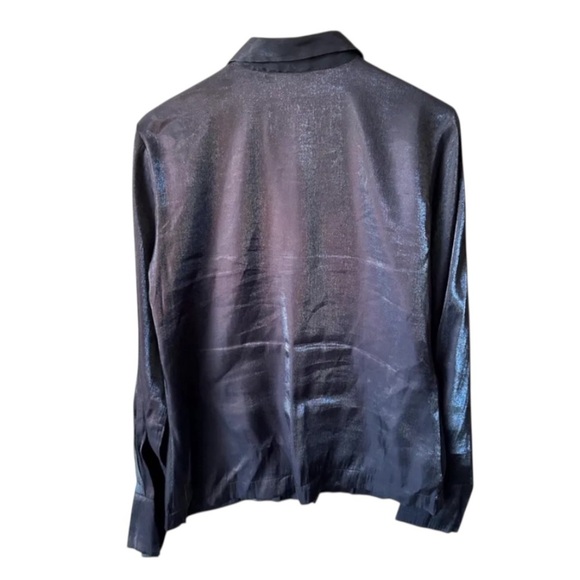 Vintage Express Shiny Brown Button-Up Shirt size L Campagnie International - Picture 4 of 6